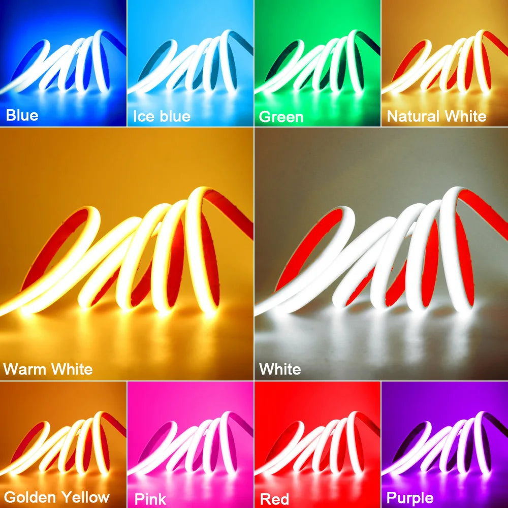 IP68 Waterproof COB LED Neon Strip Light 5m 10m 15m 20m 0.5m 12V 24V 320LED Flexible Tape Silicone Tube Lamp Liner Lighting RA90