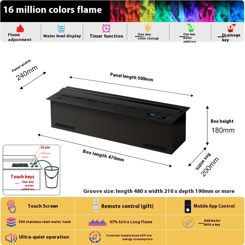 Smart Home 3D Fireplace Water Steam Humidifier LED Decorative Flame TV Wall Sound Of Firewood Cracking Vapour Electric Fireplace