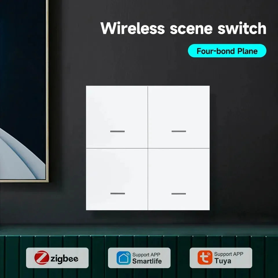 Tuya Zigbee 3.0 Smart Scene Button Switch – 1/2/3/4 Gang Wireless Remote Controller – Works with Smart Life/Tuya App & Home Assi