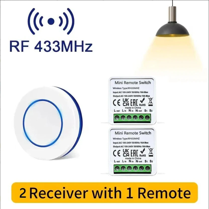 10A Relay Receiver Module Transmitter Light Switch Wireless Universal 433MHz Remote Control Switch for Smart Home LED Fan DIY