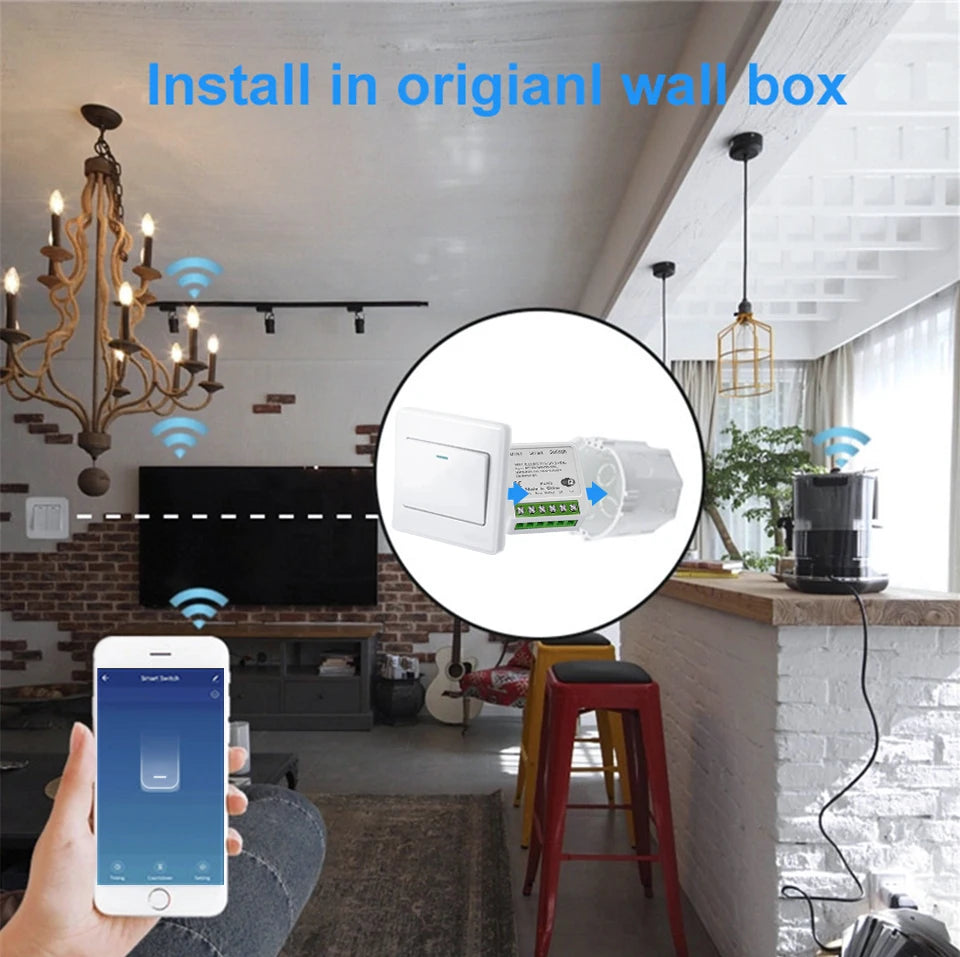 16A 20A Tuya WiFi Smart Switch 2-way Control Mini Smart Breaker Work With Smart Life Alexa Google Home Alice