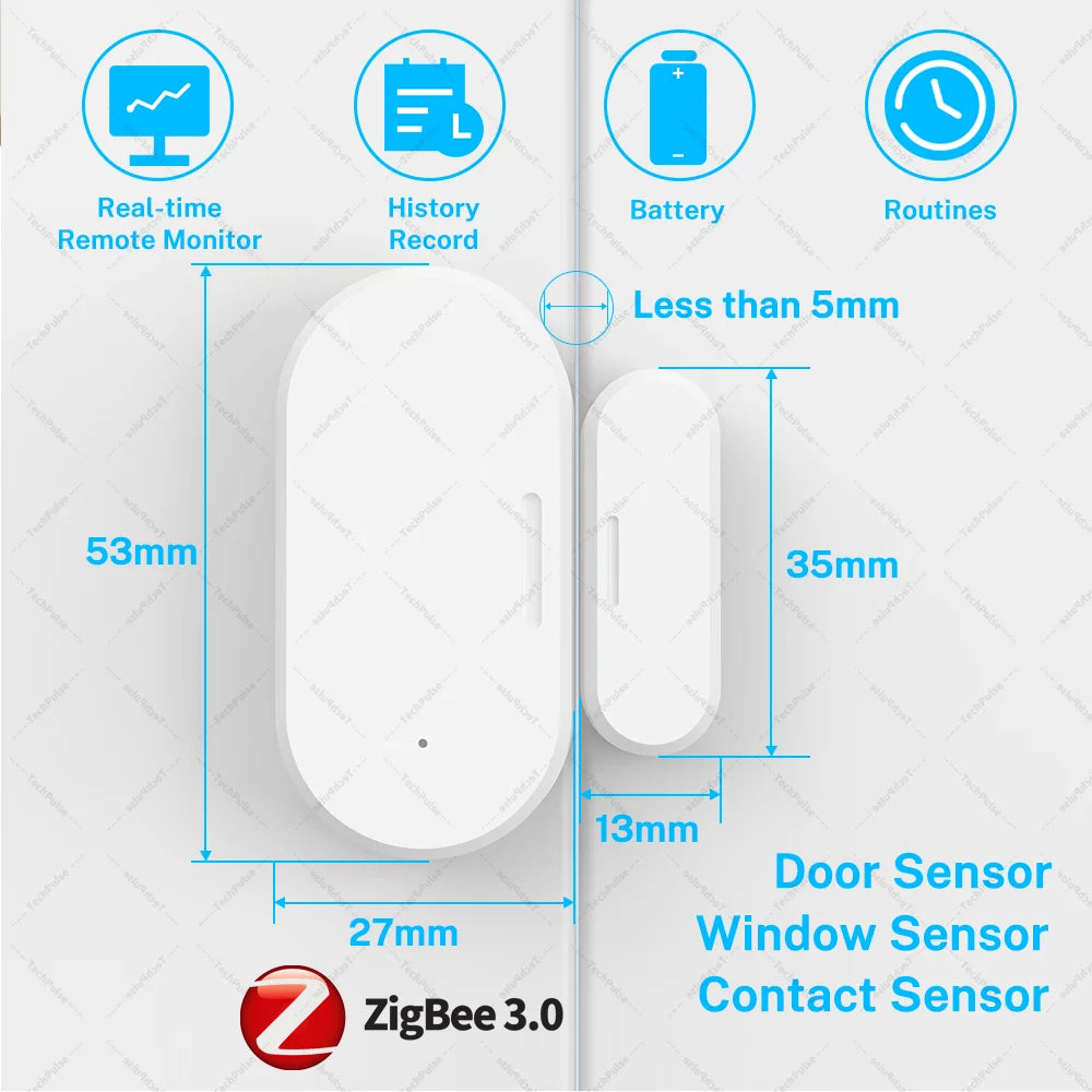 Zigbee Door Window Sensor UZ-5D Compatible with SmartLife Work With Yandex Alexa Zigbee2MQTT ZHA HomeAssistant