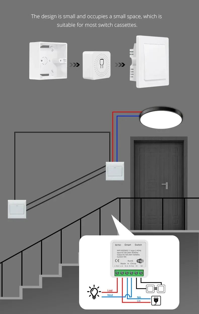 Smart Switch Mini Wifi Relay Breaker Siri Voice Control Wireless Switch Work With Apple Homekit Alexa Google Home