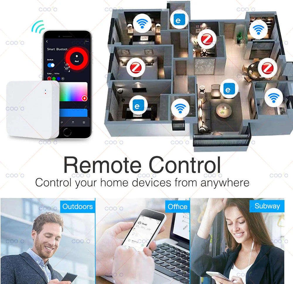 ZigBee 3.0 Smart Gateway Hub eWeLink APP Smart Home Automation Home Bridge Works with Alexa Google Home Alice