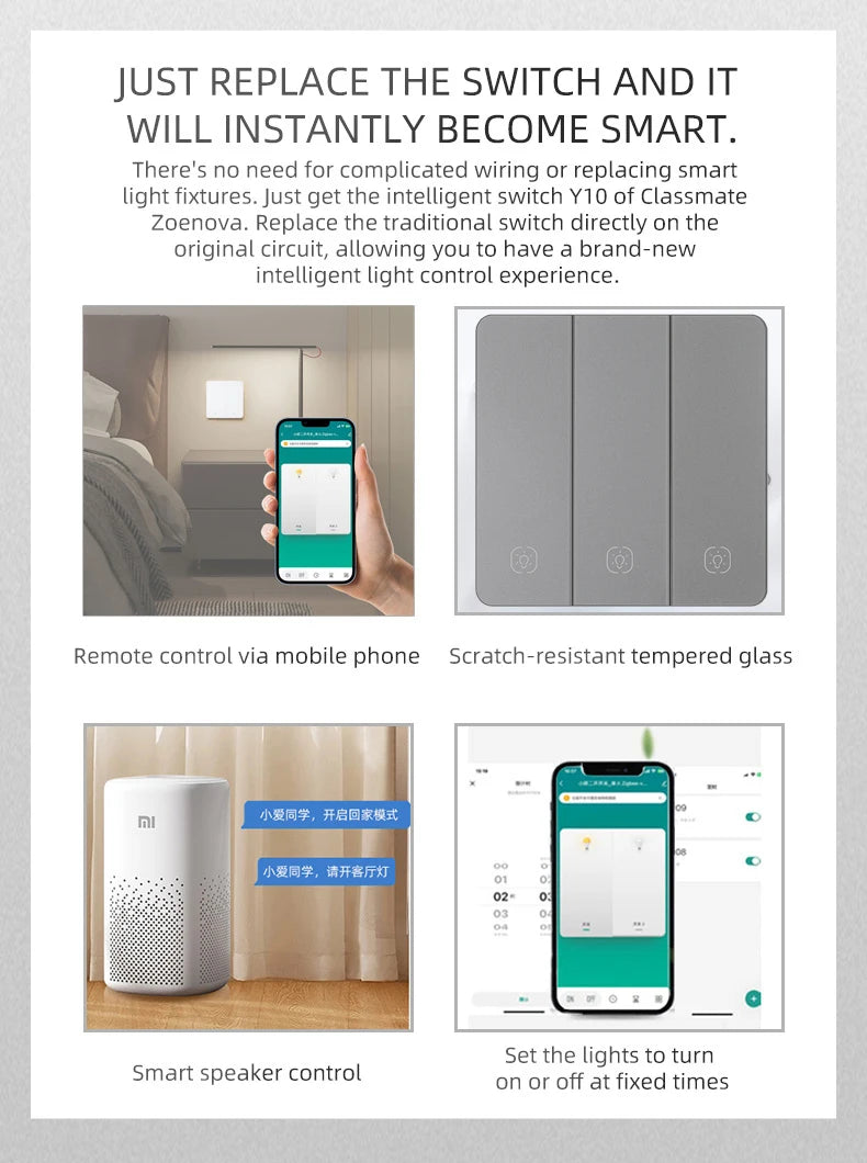 Tuya Smart WiFi Smart Light Switches glass panel No Neutral Wire No capacitor required Remote control Support Alexa Google Home