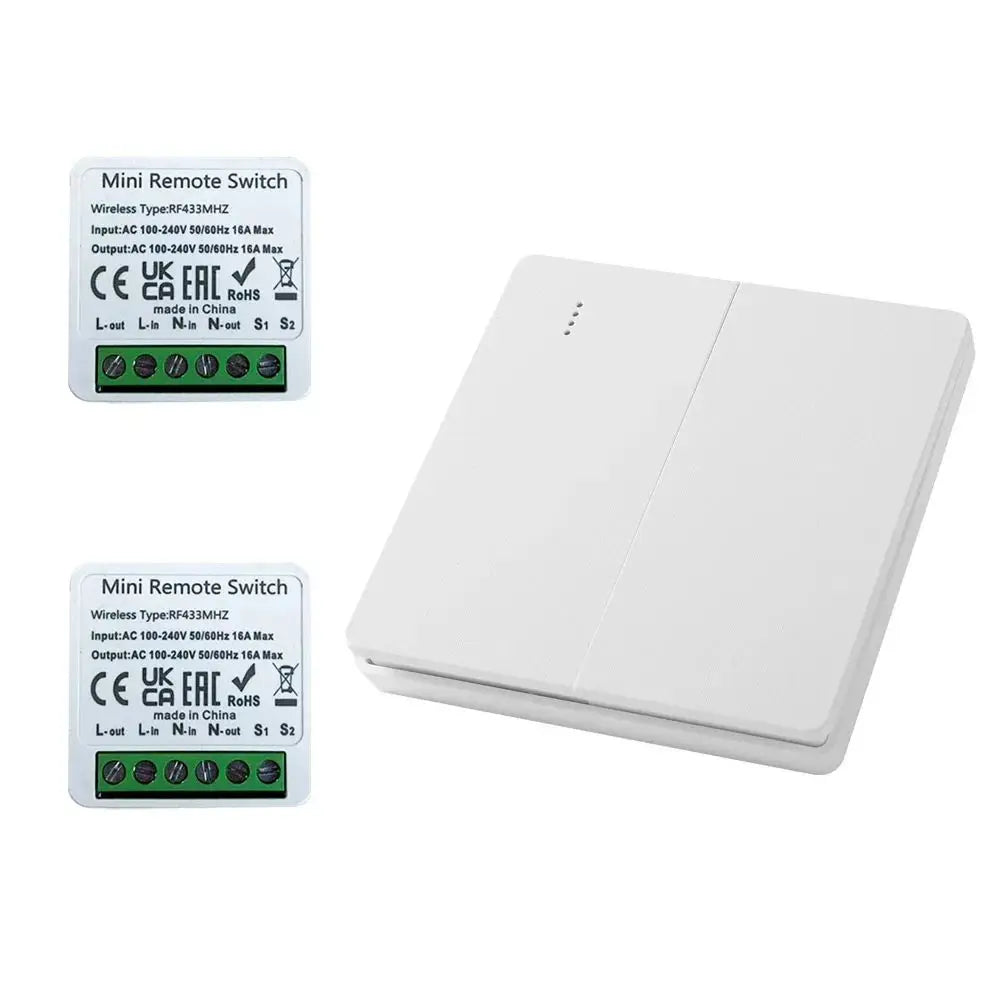 433Mhz RF 86 Wall Panel Switch Wireless Smart Switch Light  with Remote Control Mini Relay Receiver Home Led Light Lamp Fan