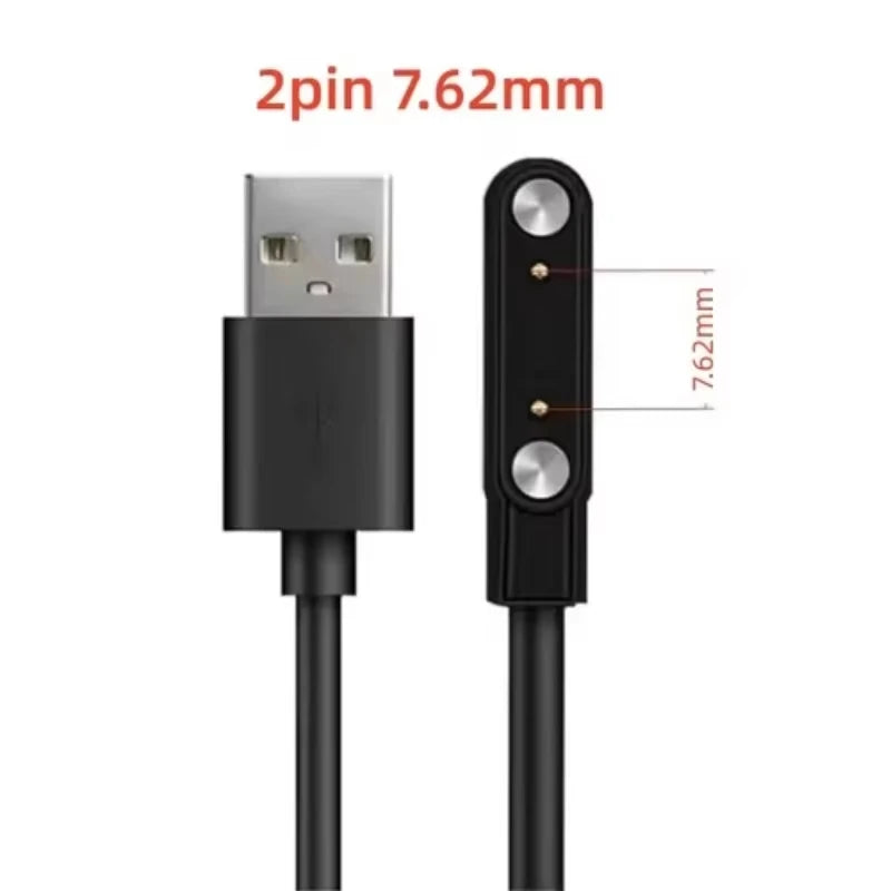 Magnetic Charge Charging Cable For Smart Watch For 2 Pins 2.84/4/7.62mm Distances Black Novel USB Power Charger Cables Universal