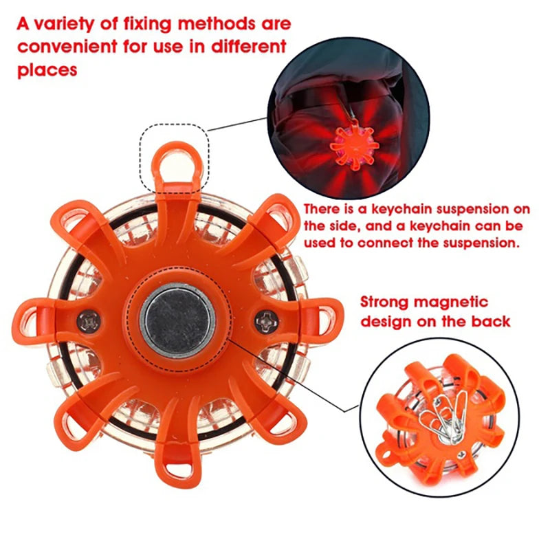 1/2/3/4/6/8/10/12Pcs LED Warning Light Built-in Battery 9Mode Safety Flare Dash Emergency Flashing Lamp Portable Strobe Light