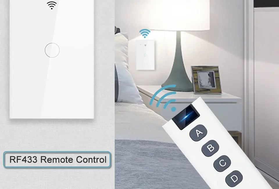 Tuya WiFi Smart Light Switch US Standard Work With Alexa Google Home Wall Touch Switch 110V 220V RF433Mhz Remote 1 2 3 4 Gang