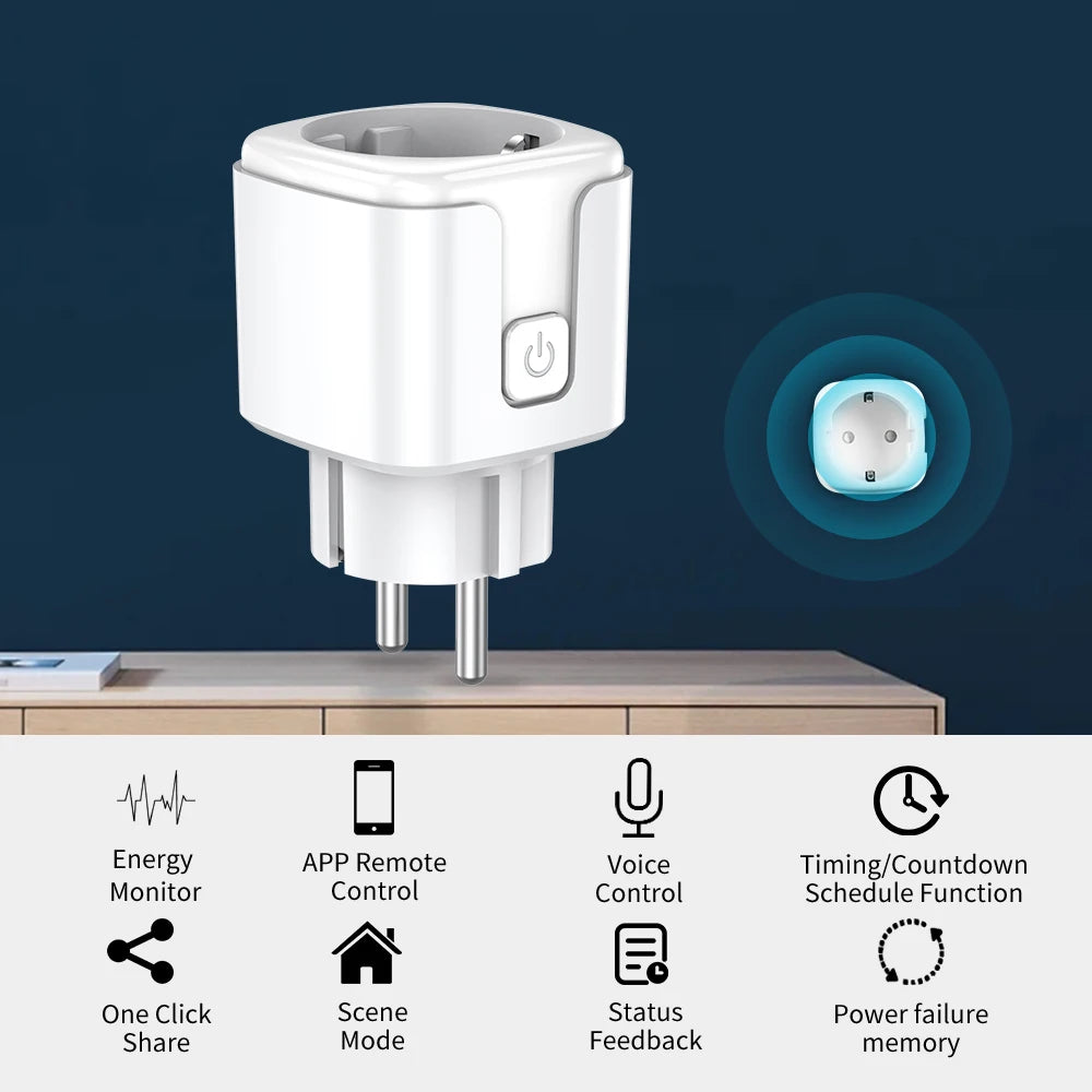 Ewelink Smart WiFi EU Plug Socket With Power Monitoring Timing Function 16A/20A Outlet Voice Works with Alexa Google Home Alice