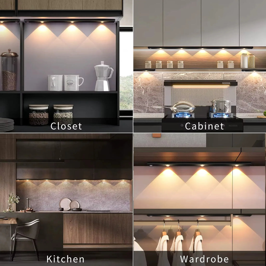 White/Black LED Cabinet Light USB Rechargeable Motion Sensor LED Light for Kitchen Wardrobe Cabinet Lighting 20CM/30CM/40CM/50CM