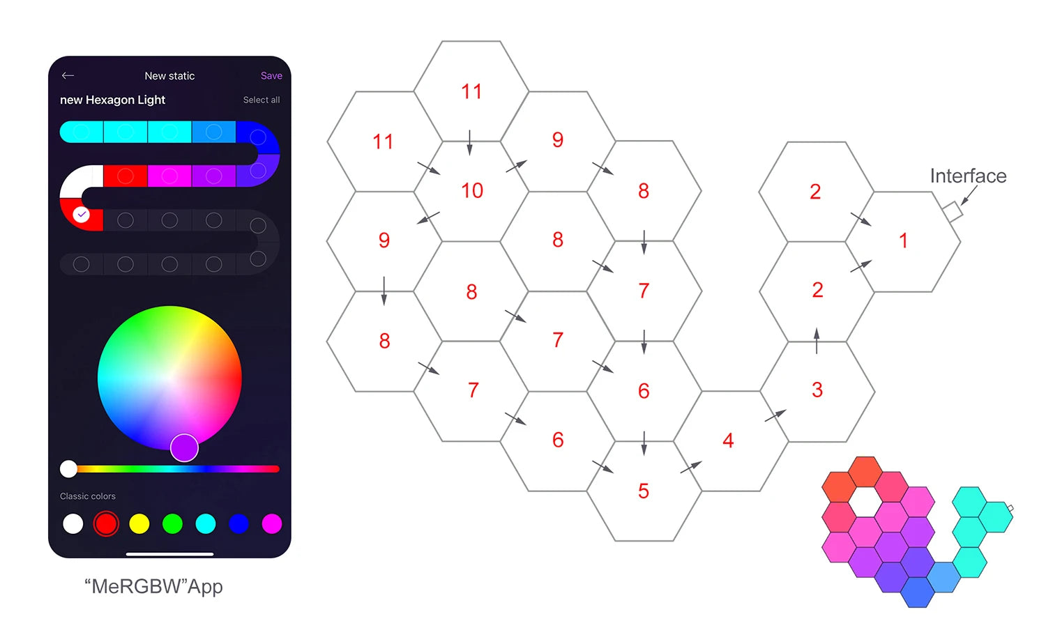 Smart LED Hexagonal Wall Light Quantum Panel APP DIY Music Sync Night Light Game Room Bedroom Home Decor Birthday Christmas Gift
