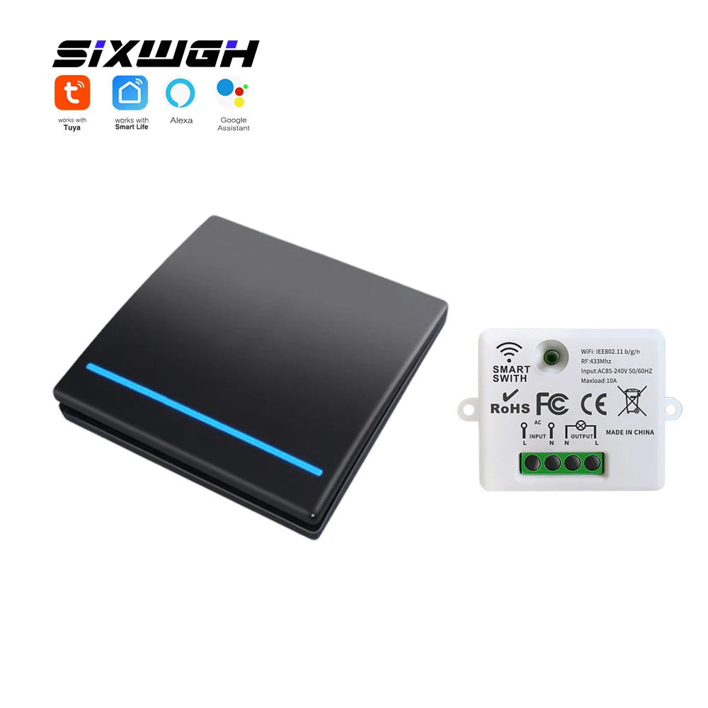 Tuya WiFi Wireless Switch 1/2/3 Gang RF433MHz Voice Control Compatible with Google Home Alexa No Wiring Required Timed Control