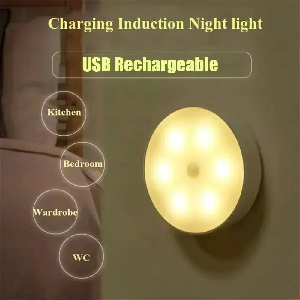 Type-C Motion Sensor Light Rechargeable Light Lamp Bedside LED Night Light for Stairs Hallway Cabinet Closet Bedroom Nightlight