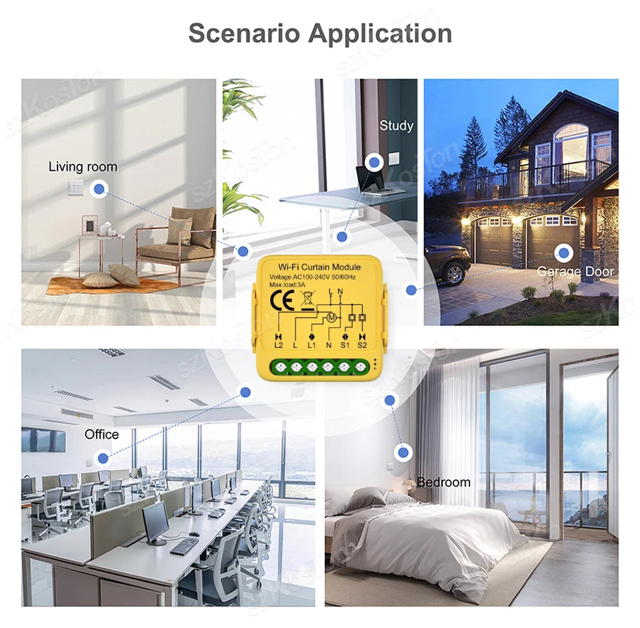 Tuya WiFi Zigbee3.0 Smart Curtain Switch Module Roller Shutter Motor Controller Switch Smart Life APP Works with Alexa Google