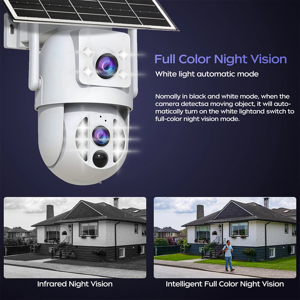 JOOAN 4K 6MP WiFi Surveillance Camera Solar Outdoor CCTV Camera With Solar Panel Dual Lens PTZ IP Cam Security Protection