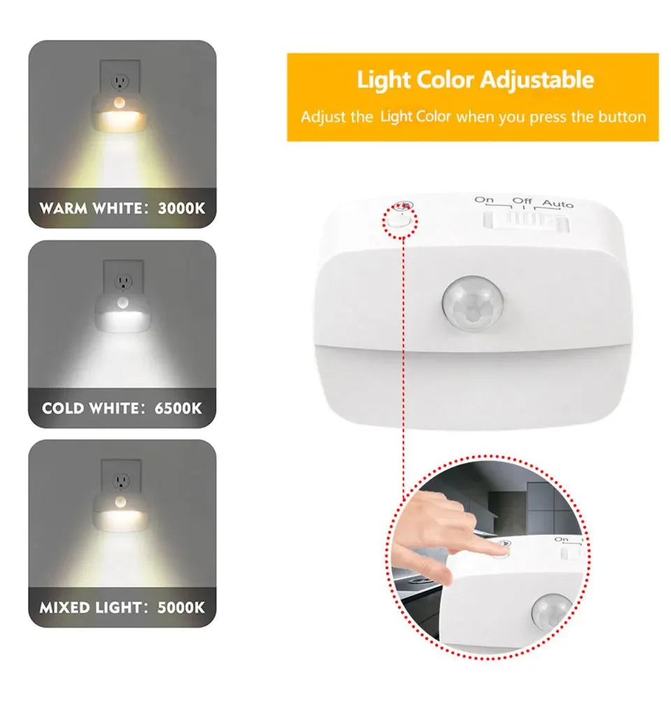 Motion Sensor LED Night Light EU/US Plug in Socket 3 Modes Night Lamp For Room Kitchen Hallway Human Induction Emergency Lightin