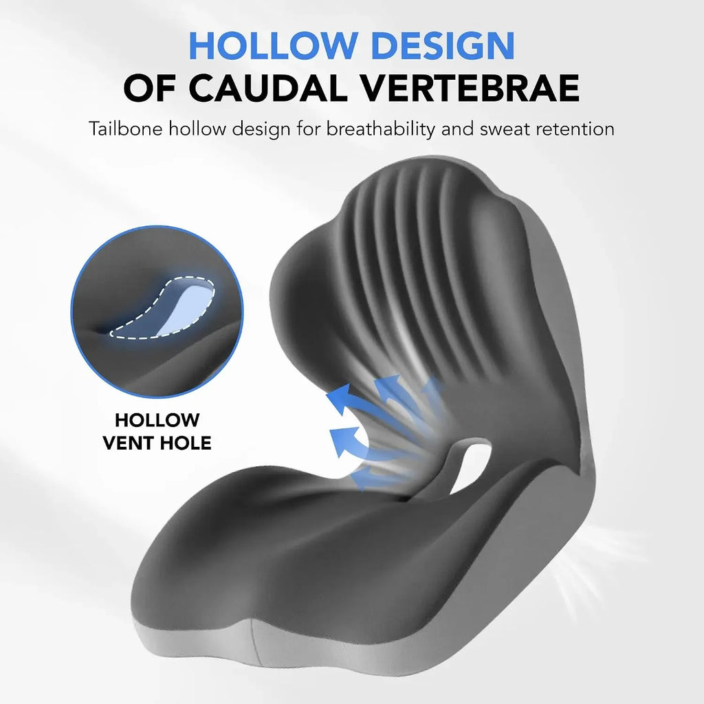 Ergonomic Memory Foam Seat Cushion Lumbar Support Pad Tailbone Sciatica Relief Pillow for Office Chair Car Seating Use