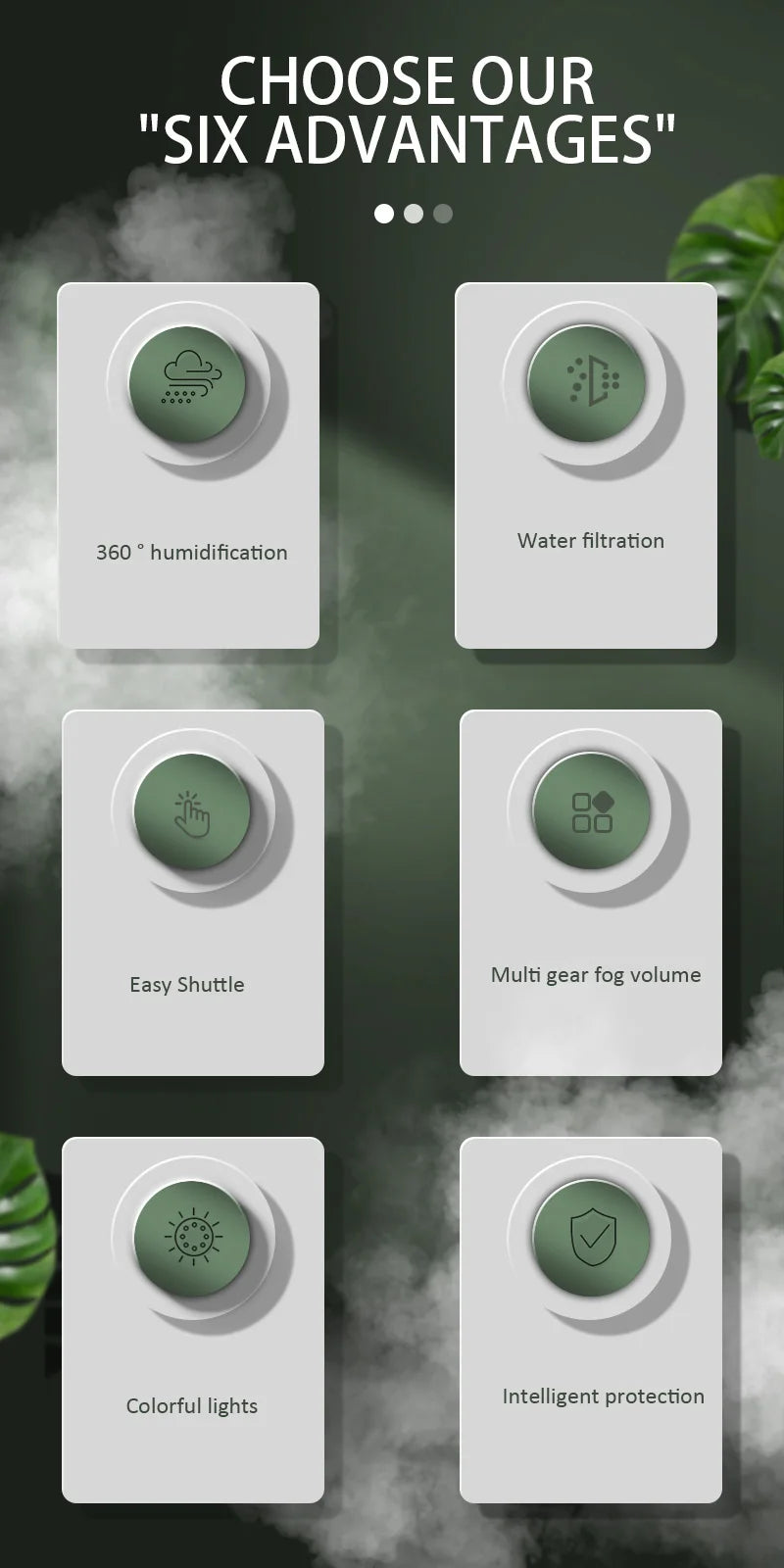 3L Ultrasonic Air Humidifier Cool Mist Humidifier with Night Light and Three Nozzles Quiet USB Aromatic Humidifier for Home