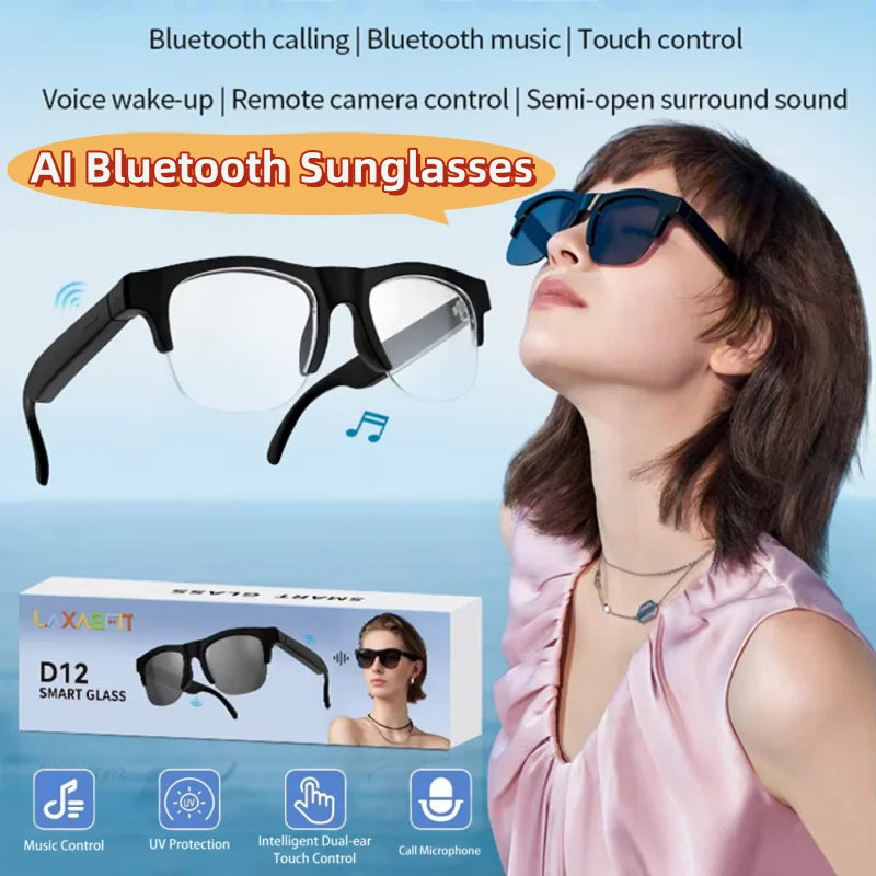 Smart AI Bluetooth Sunglasses Glasses Call Outdoor Sports Headphones HIFI Black Technology Anti-touch UV For Men And Women New
