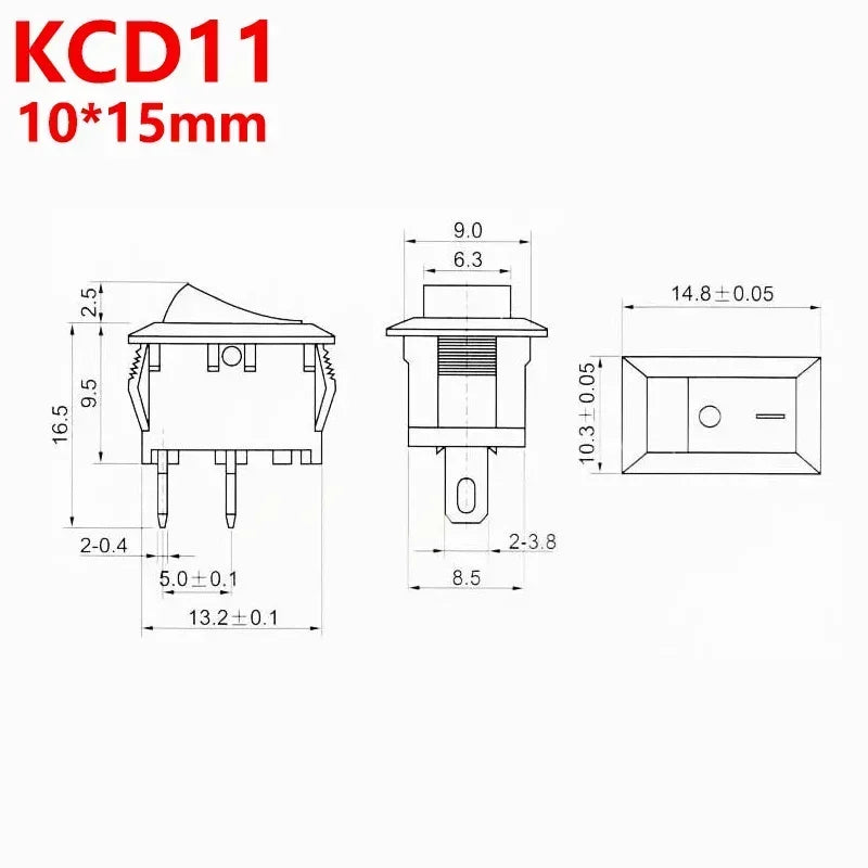 5/20/100Pcs KCD1 Boat-shape Switch 2Pin Power Switch ON-OFF Snap-in Rocker Switch KCD Switches kcd1 10*15mm/15*21mm