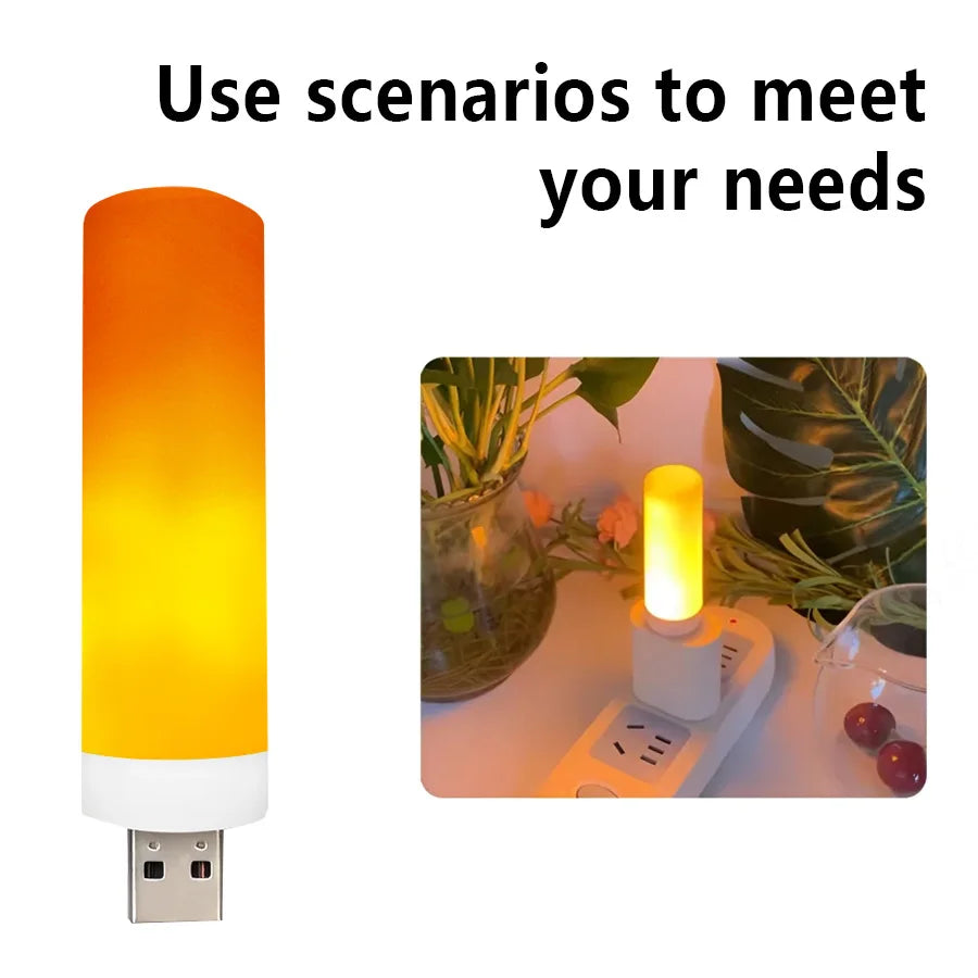 USB LED Simulated Flame Bulbs Night Light USB Lamp Atmosphere Light Candle Lights Night Lamp Camping Flame Light Effect Bulb