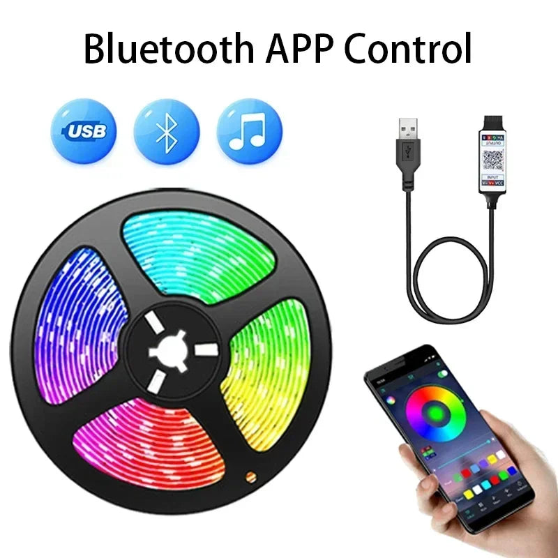 1/2/3/5M LED Strip Light Color Changing APP Music Sync RGB USB Flexible Lights For Children Gaming Room Home Party TV Backlight