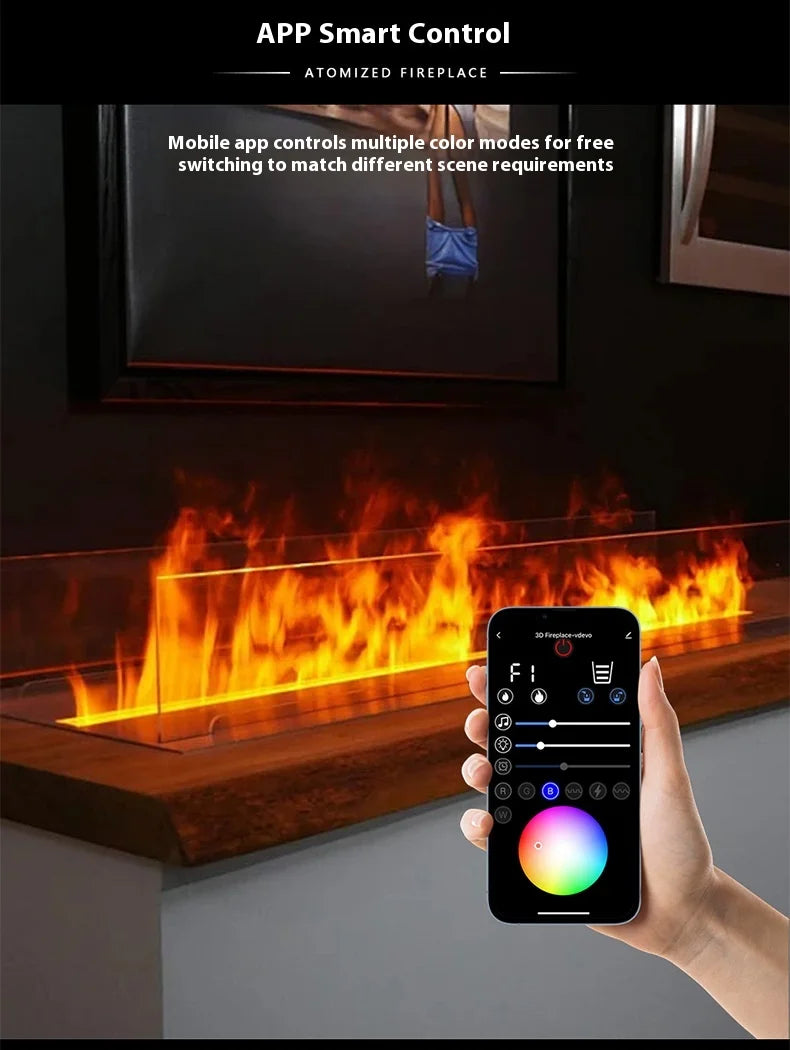 Smart Home 3D Fireplace Water Steam Humidifier LED Decorative Flame TV Wall Sound Of Firewood Cracking Vapour Electric Fireplace