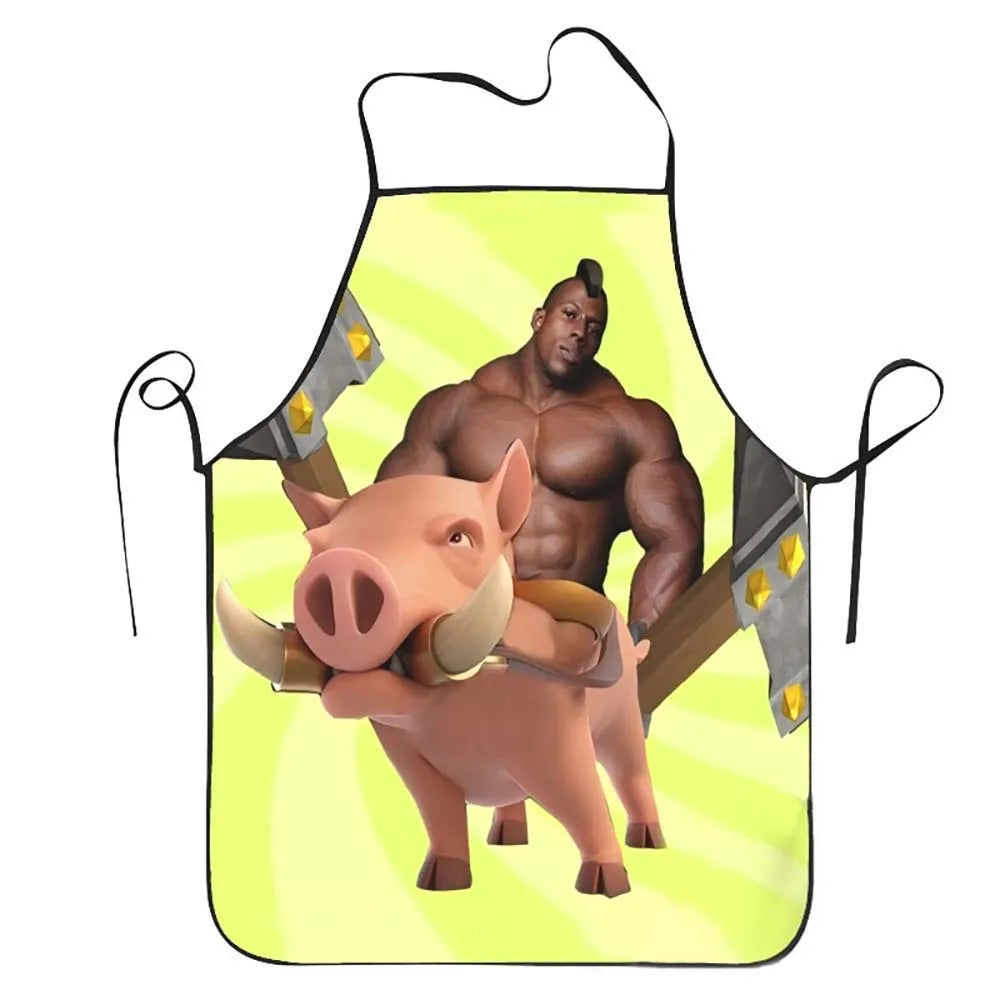 1pc  Funny Meme Barbarian Hog Rider Kitchen Apron for Home Cooking BBQ Party Decor