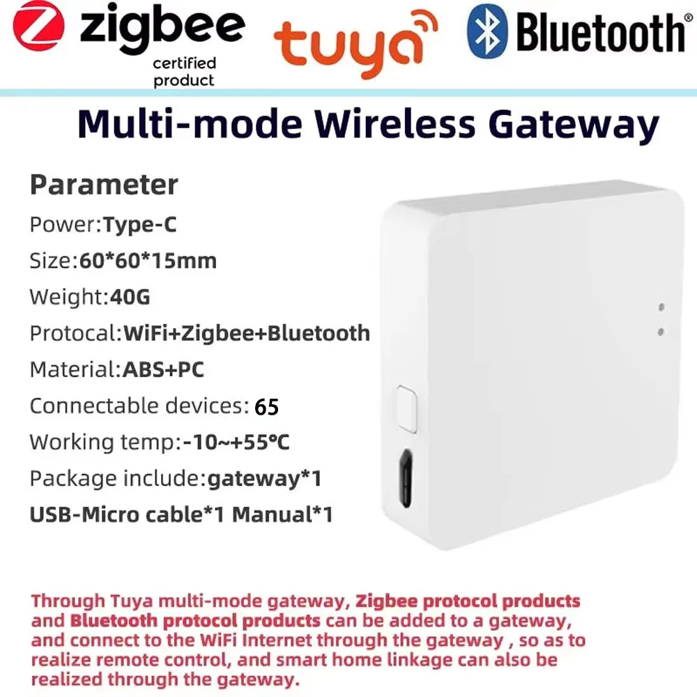 Tuya Zigbee 3.0 Gateway Hub Smart Home Wireless Bridge Smart Life APP Remote Control Automation Device Works with Alexa Google