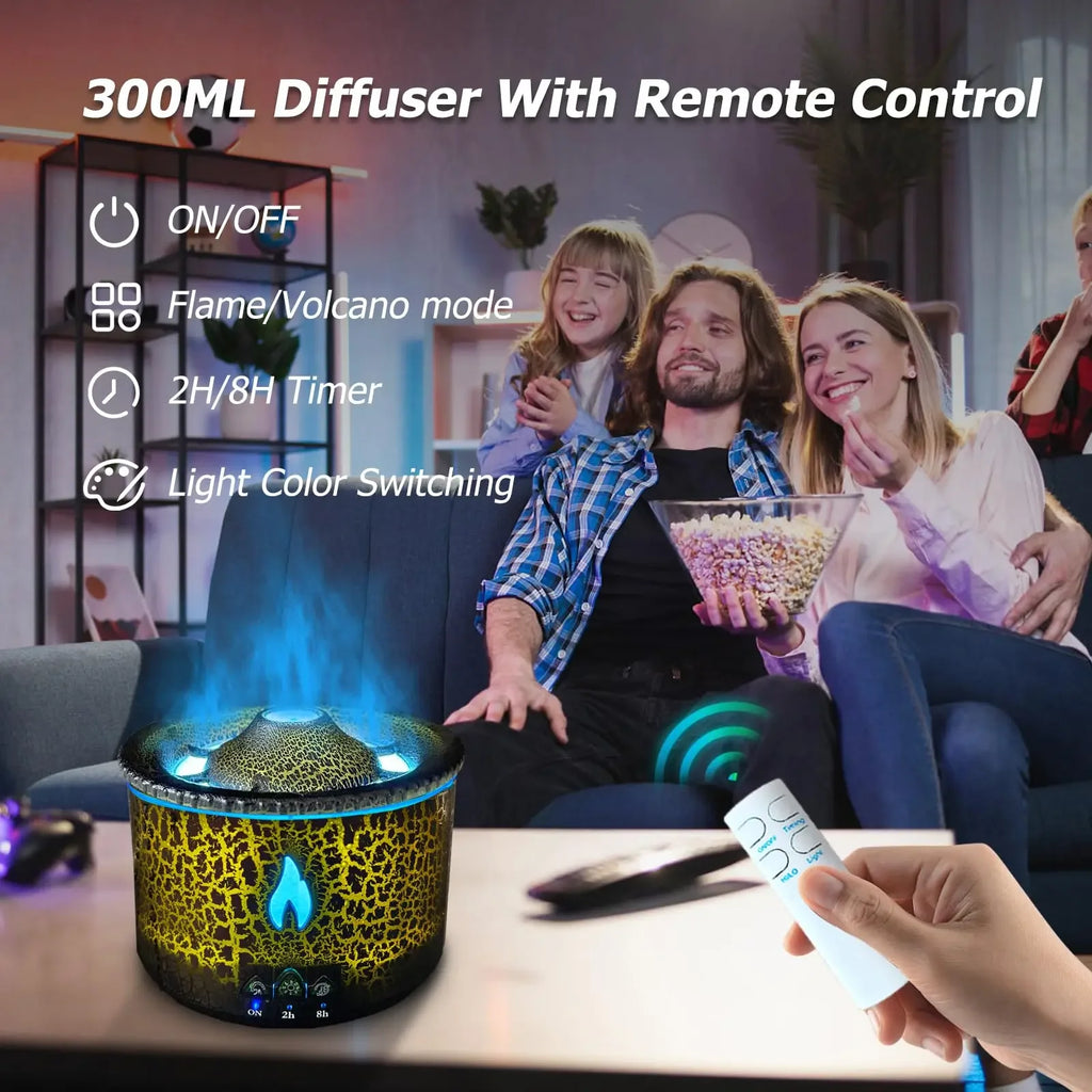 Volcanic Flame Humidifiers Air Aroma Diffuser Essential Oils Humidifiers Portable Smoke Ring Night Light Lamp Fragrance
