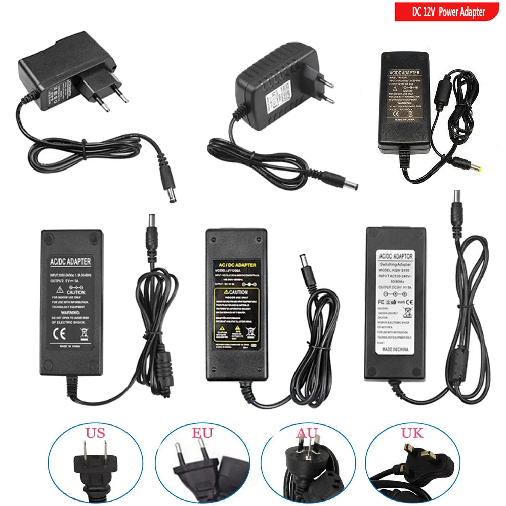 LED Adapter Power Supply DC12V 1A 2A 3A 5A 8A 10A Lighting Transformer 5.5x2.1mm For LED Strip CCTV