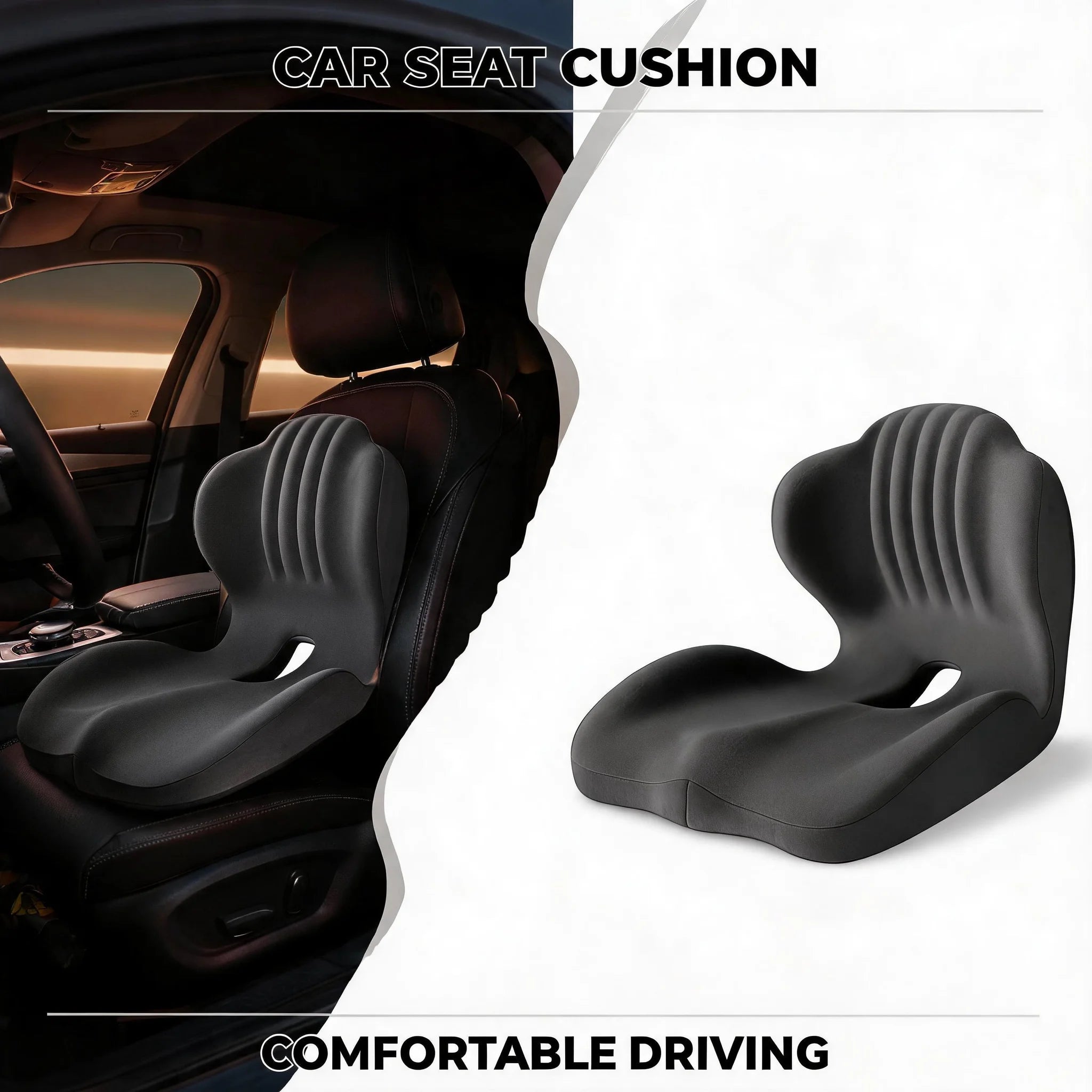 Ergonomic Memory Foam Seat Cushion Lumbar Support Pad Tailbone Sciatica Relief Pillow for Office Chair Car Seating Use