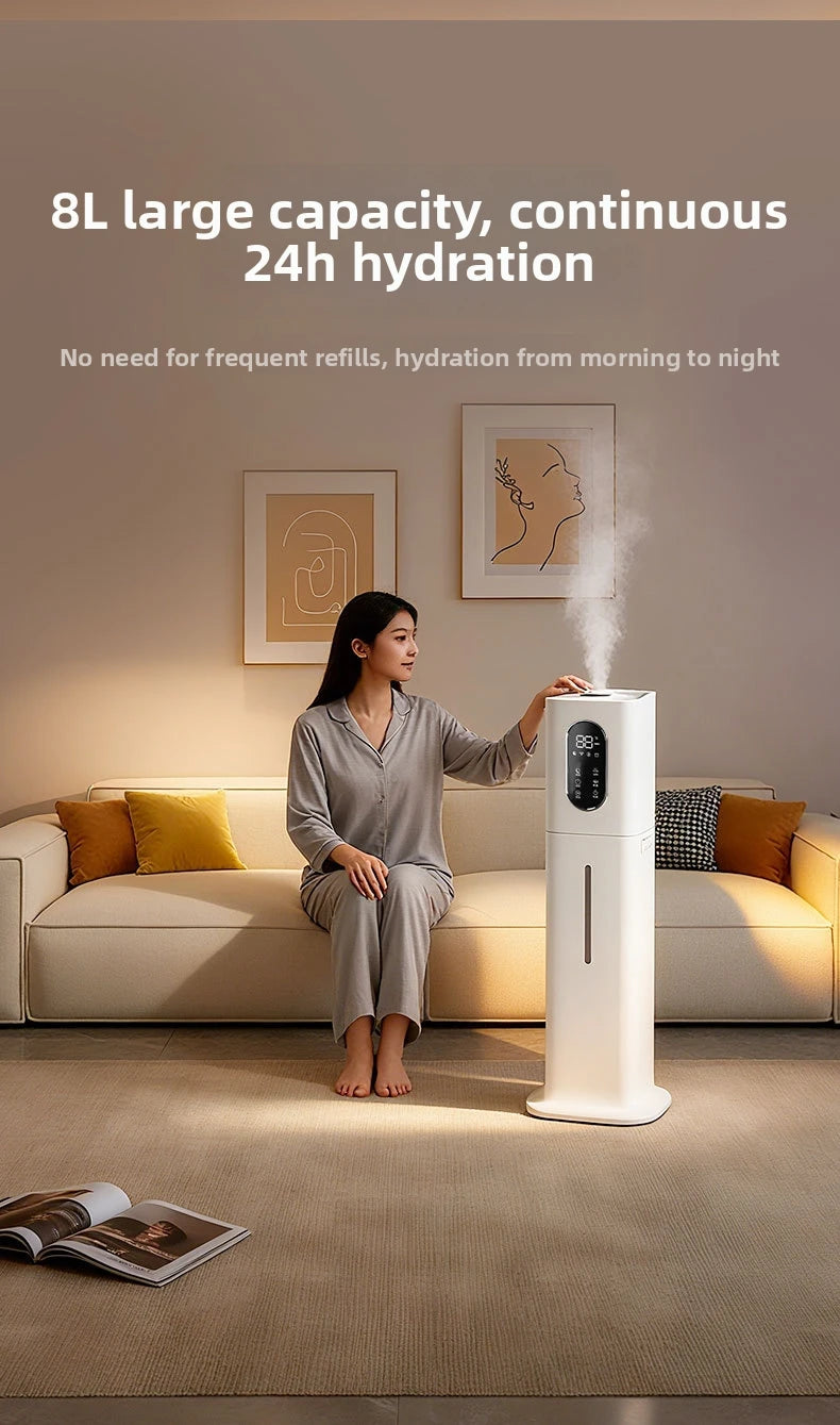8L Smart Humidifier for Large Room, Ultra Quiet Mist Cooler with Auto Humidity Control, 360° Nozzle, Timer - Ideal For Home