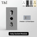 DIY Modular Tempered Glass Wall Plate2x4inch NEMA 5-15R Duplex Outlet US EU Italy Chile Interchangeable Electrical Socket Module