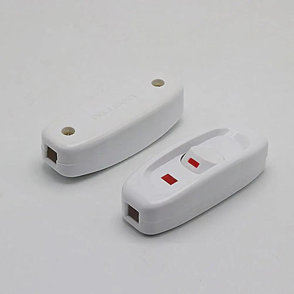 1pcs Inline Cord Black White 220V 10A Heavy Duty Thru On Off Lamp Bulb Wall Line Button Control With