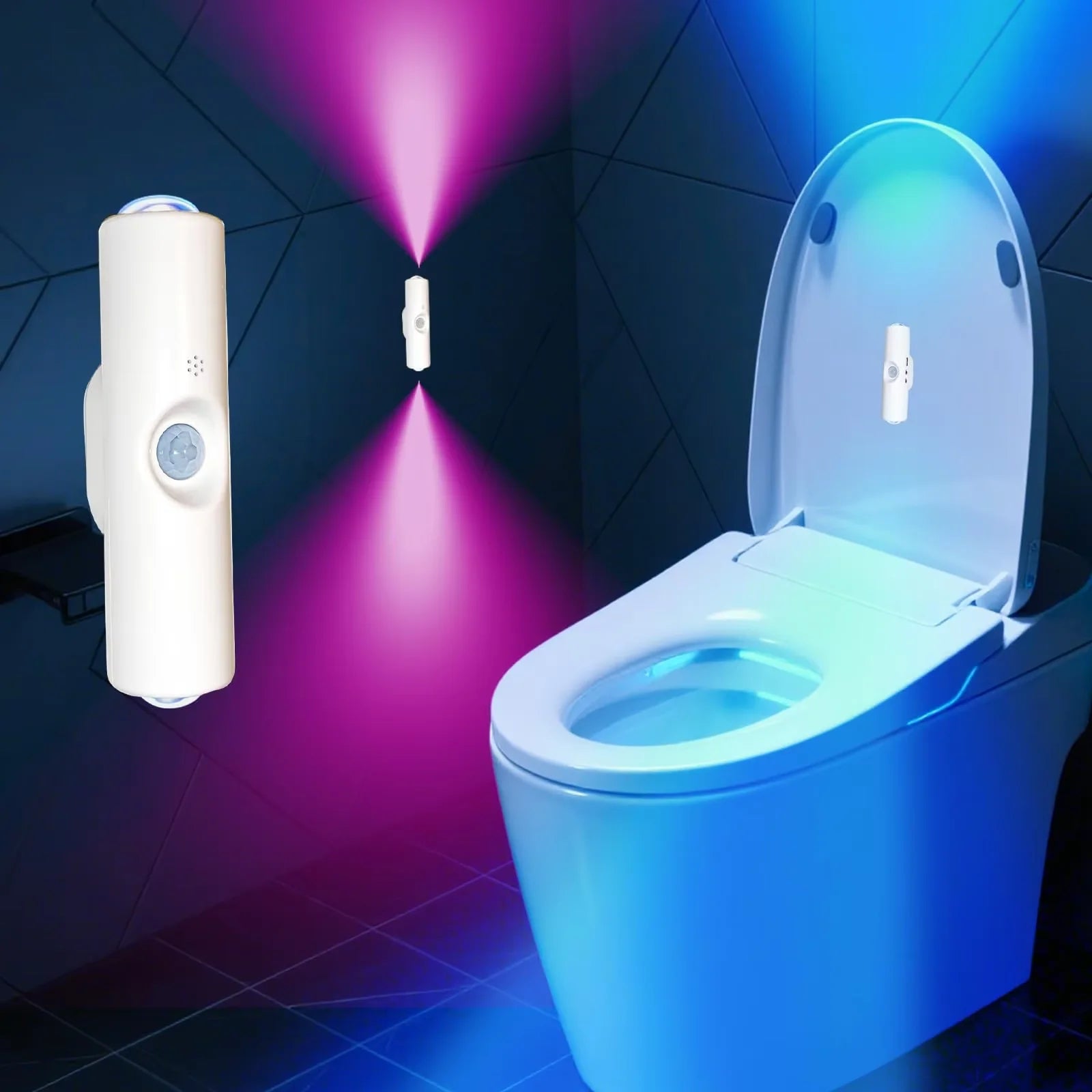 Smart RGB Double-head Wall Light Motion Sensor Magnetic Night Light Rechargeable Spotlight for Bedroom Closet Garden Room Decor