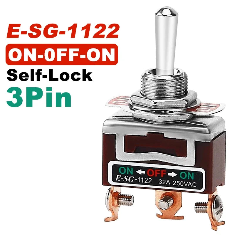 Copper Pin High Current Toggle Switch 2/3/4/6/8/9/12Pin Self Locking Rocker Switch E-SG-1321/1322/1021/1121/123/223