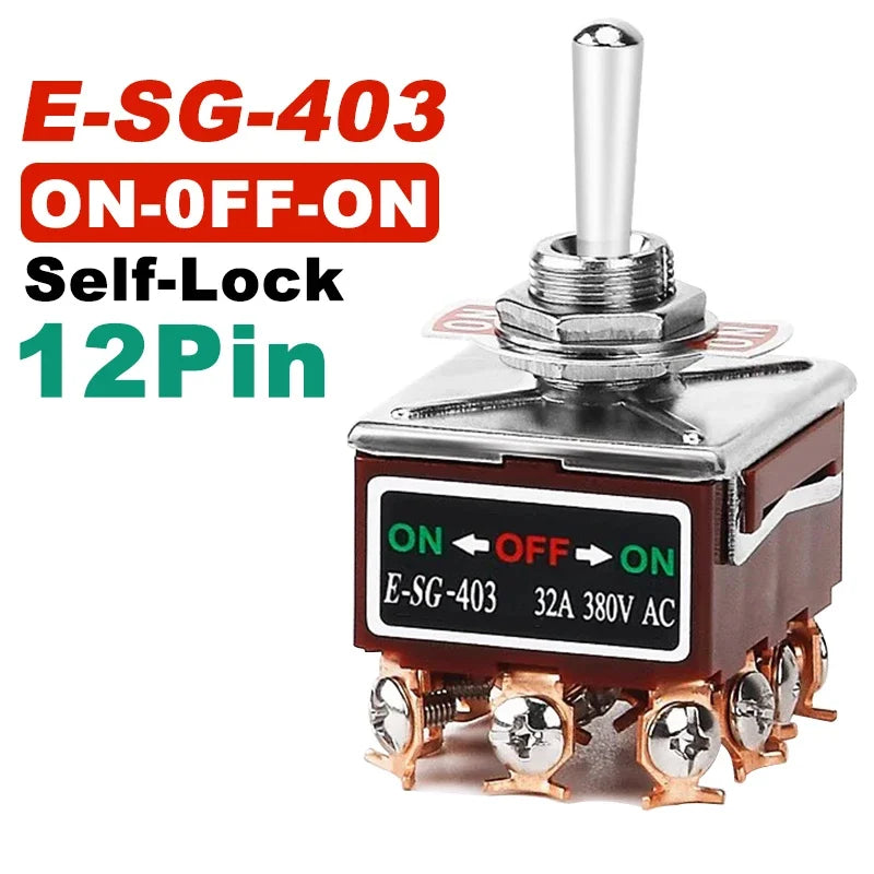 Copper Pin High Current Toggle Switch 2/3/4/6/8/9/12Pin Self Locking Rocker Switch E-SG-1321/1322/1021/1121/123/223
