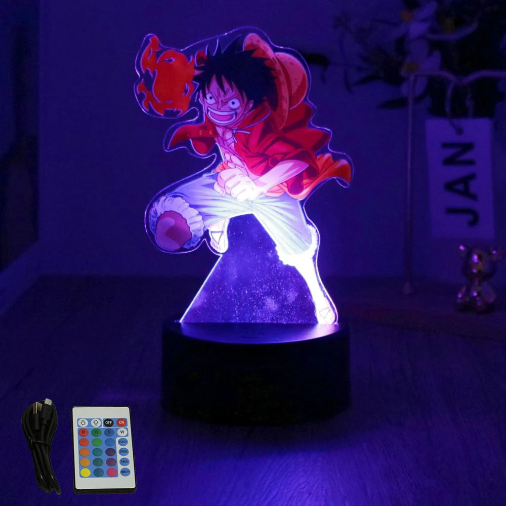 LED Night Light Anime Figure One Piece Luffy Zoro Figures Lamp PVC Action Collection Bedside Table Decoration Kid Christmas Gift