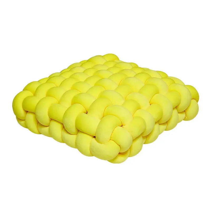 Living Room Soft Plush Knot Cushion,Sofa Pillow Solid Square Hand-Woven Home Throw Pillow,Square Woven Seat Cushion