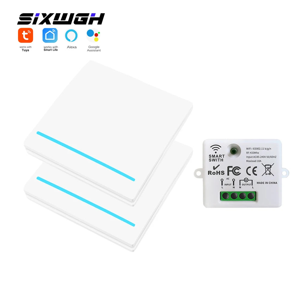 Tuya WiFi Wireless Switch 1/2/3 Gang RF433MHz Voice Control Compatible with Google Home Alexa No Wiring Required Timed Control