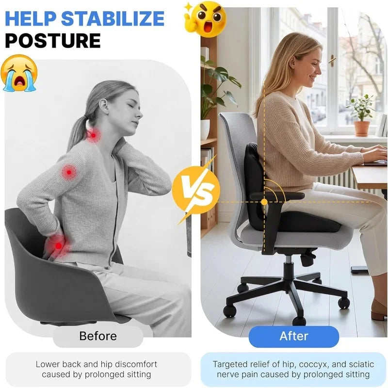 Seat Cushion for Office Chair Ergonomic Memory Foam Seat Cushion with Back Support for Stress Relief Lumbar Support Car Office
