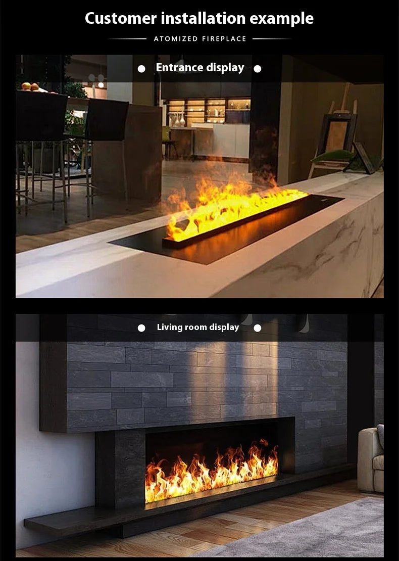 Smart Home 3D Fireplace Water Steam Humidifier LED Decorative Flame TV Wall Sound Of Firewood Cracking Vapour Electric Fireplace