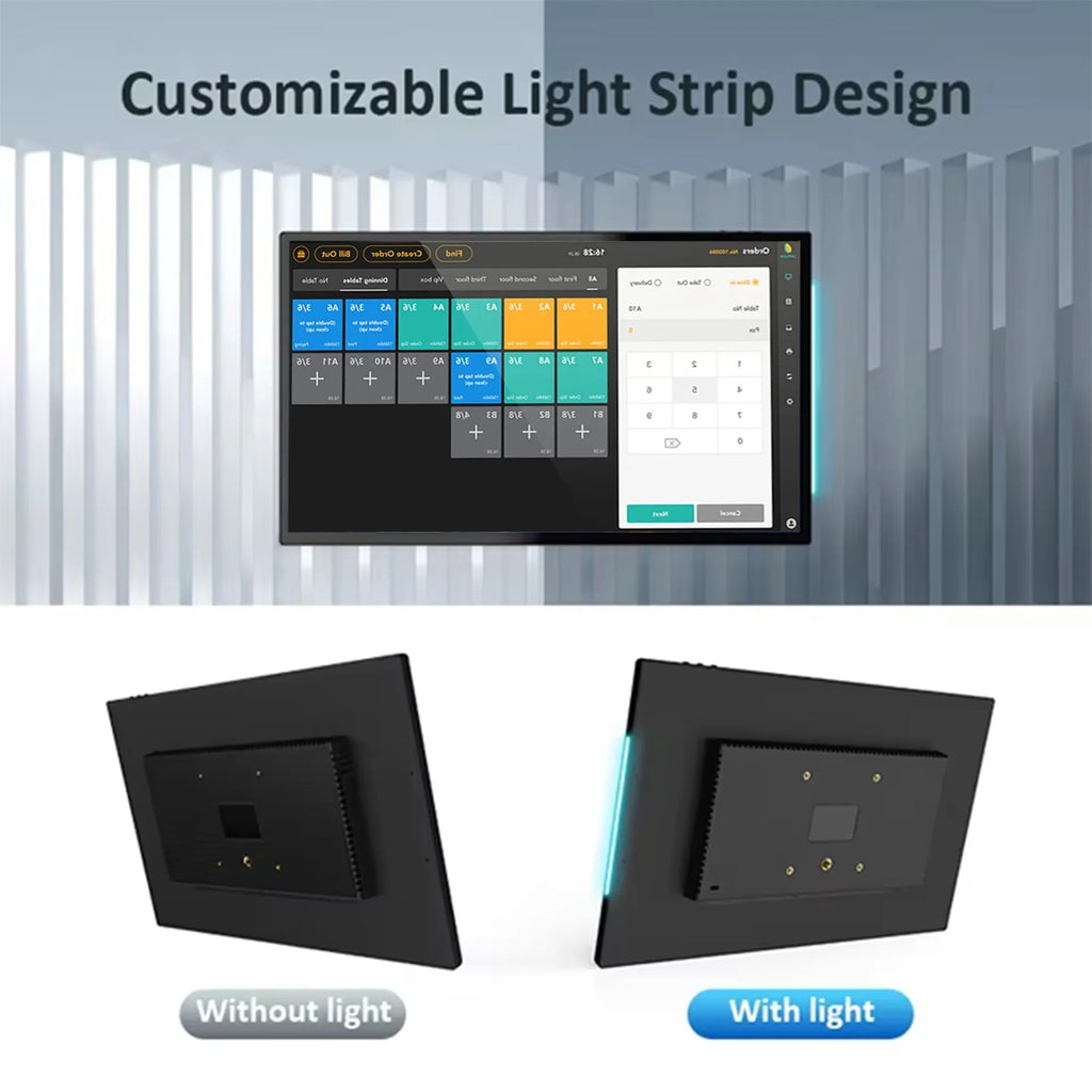 Smart Home Tablet Wall Mount with Double-Sided Lights 15.6 Inch FHD Touch Screen Android 14 8-Core 4G 64G POE for Home Assistant