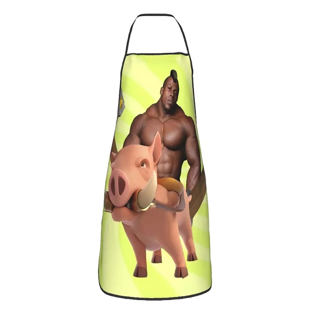 1pc  Funny Meme Barbarian Hog Rider Kitchen Apron for Home Cooking BBQ Party Decor