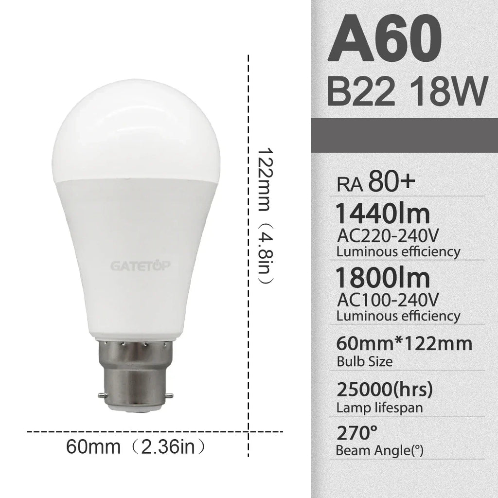 2Pack No Flicker LED Bulb Lamp B22 AC 220V 110V No Flicker 3W 8W 9W 12W 18W 24W Warm Lighting for Home Derection Lamparas Leds