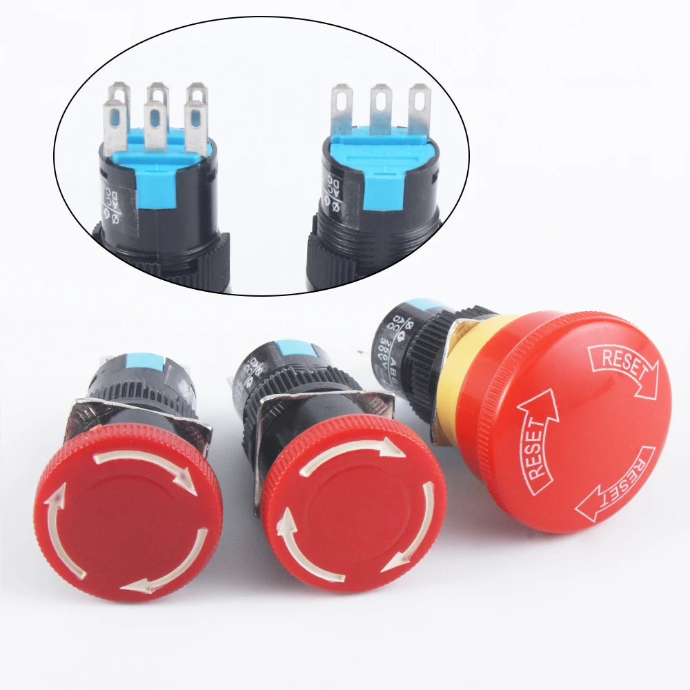 16mm e-stop switch 30mm Mushroom emergency stop 3/6 pins 1NO1NC/2NO2NC Latching self Weather Pack push button switch