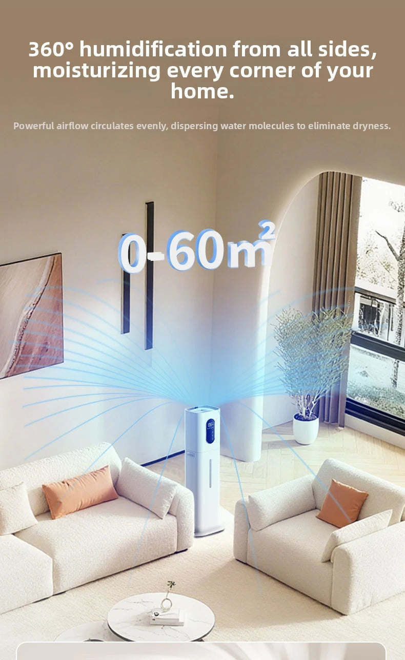 8L Smart Humidifier for Large Room, Ultra Quiet Mist Cooler with Auto Humidity Control, 360° Nozzle, Timer - Ideal For Home