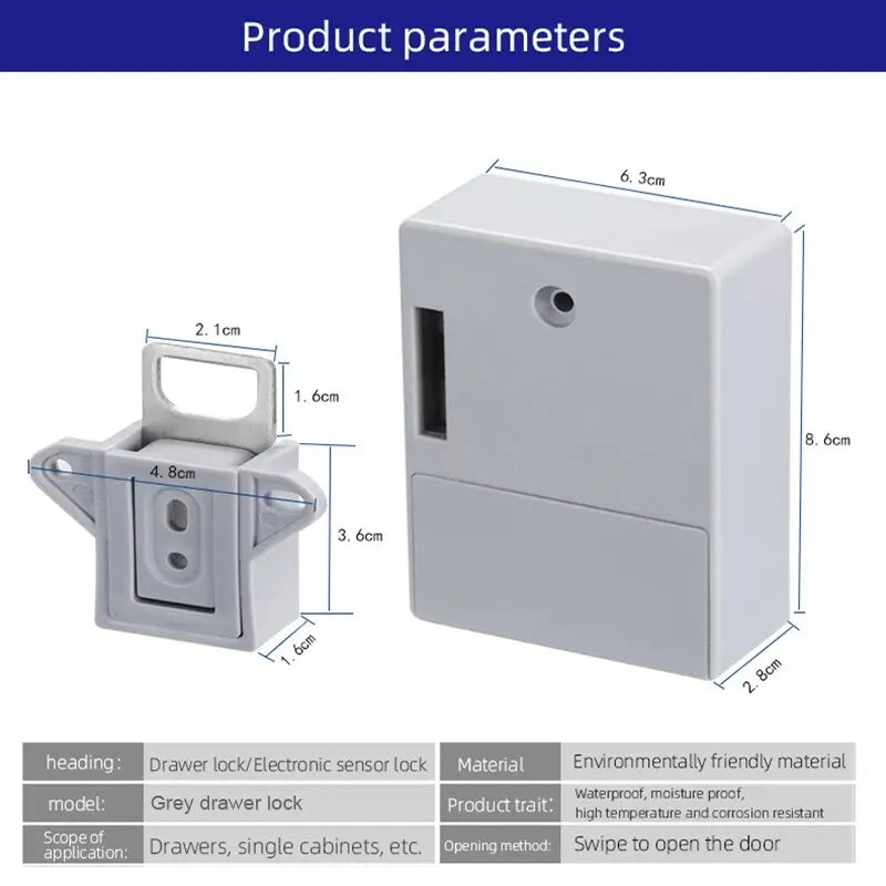 Smart Invisible Lock RFID Card Key Digital Lock for Furniture Cabinet Wardrobe - Hidden Installation No Drilling Required